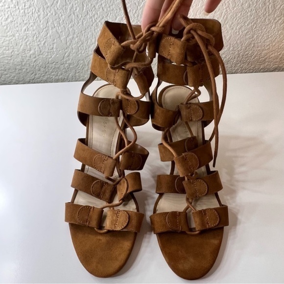 Marc Fisher Paradox Gladiator Lace Tie Sandals Size 6.5 Boho Lace Up strappy - Picture 3 of 9